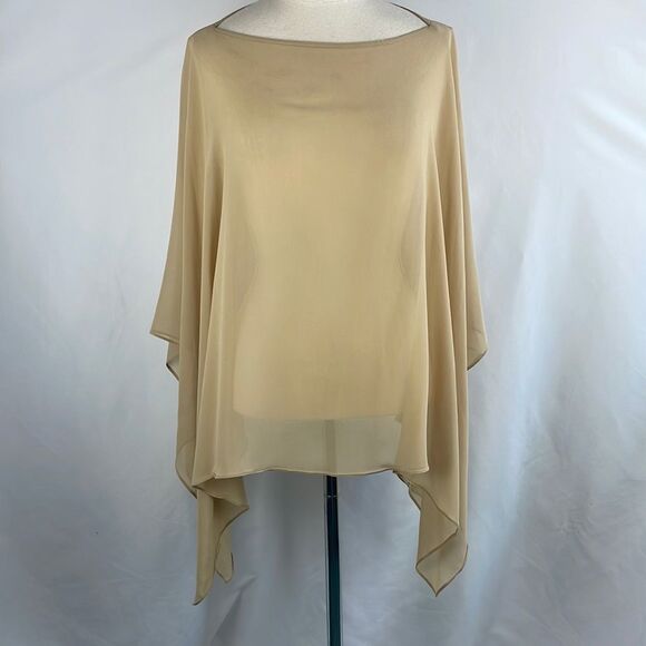 Armani Collezioni Tan Silk Poncho Shawl - Picture 1 of 5